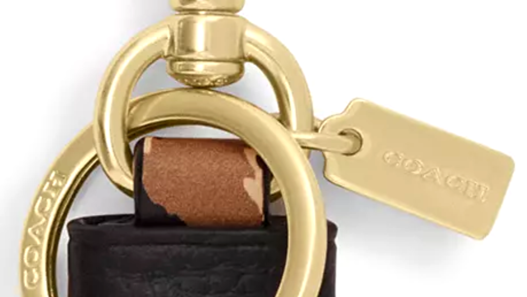 COACH Trigger Snap Leopard Print CharmKeychainValet Leather CCF51