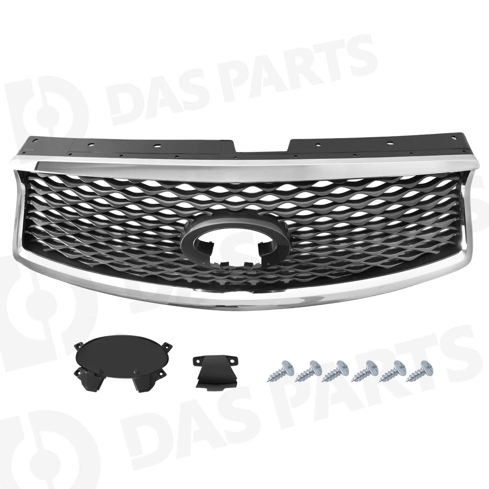 For 2016 2017 INFINITI QX50 Grey Black Front Bumper Upper Grille Grill Chrome Foto 4 de 4