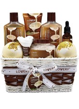 Lovery Vanilla Coconut Home Bath Spa Gift Set 9 Piece Basket EXP 07/2030