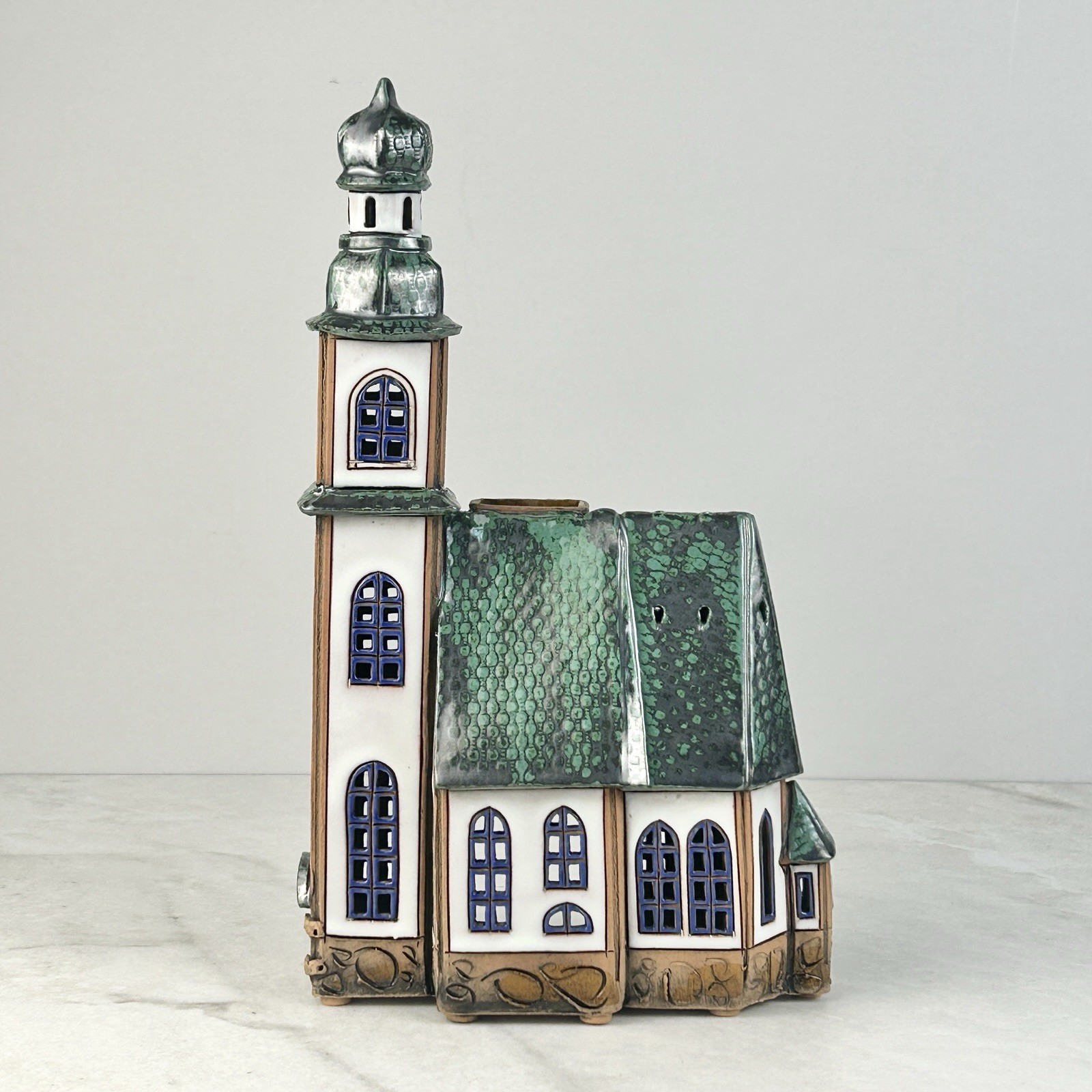 Ceramic Handmade Candle House And Aroma Lamp Church Tea light Holder.