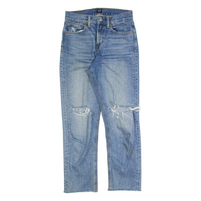 GAP Distressed Damen Jeans Blau Regular Straight Stone Wash W28 L26