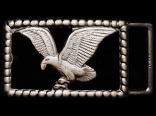 IE13106 NOS VINTAGE 1970s CUT-OUT  FLYING BALD EAGLE  PEWTER BELT BUCKLE