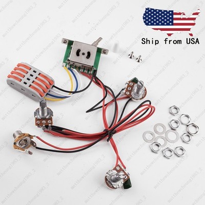 Guitar Wiring Harness Prewired Kit with 5-Way Switch 2 Tone 1 Volume Fit Strat