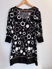 Kathryn Conover Black White Circle Print Tunic Dress Size 2 USA Made