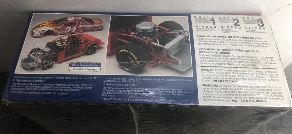 Bill Elliott #94 McDonald's Ford Thunderbird 1:24 Monograma Modelo Kit Nuevo en Caja NASCAR Foto 4 de 4
