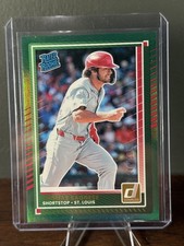Thomas Saggese 2025 Donruss Green Foil Rated Rookie /199 #30 St Louis Cardinals