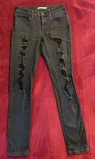 LEVI'S 711 DISTRESSED SKINNY DENIM JEANS, WOMEN'S SIZE 27, FADED BLACK