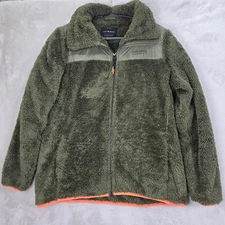 Lucky Brand Jacket womens Small Green Sherpa Fleece Full Zip Warm Casual Coat