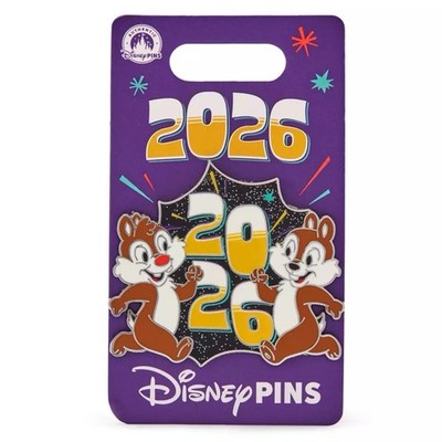 Disney Chip 'n Dale Pin ''2026'' Logo as Glittering Graphic Fireworks Explode Pin