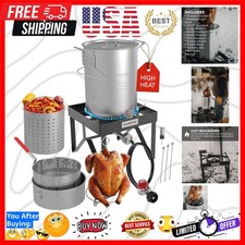 Large Turkey Fryer Set with Propane Burner – 30QT & 10QT Pots, Complete Set O...