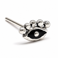 Evil Eye Nasenstecker 925 Silber 22G Nazar L Biegsam Schwarz Emaille Auge...