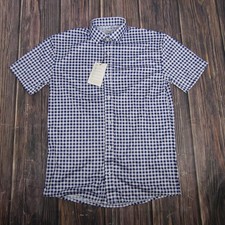 Collars  Co Polo Shirt Mens Small Blue Gingham Dress Collar Performance Golf