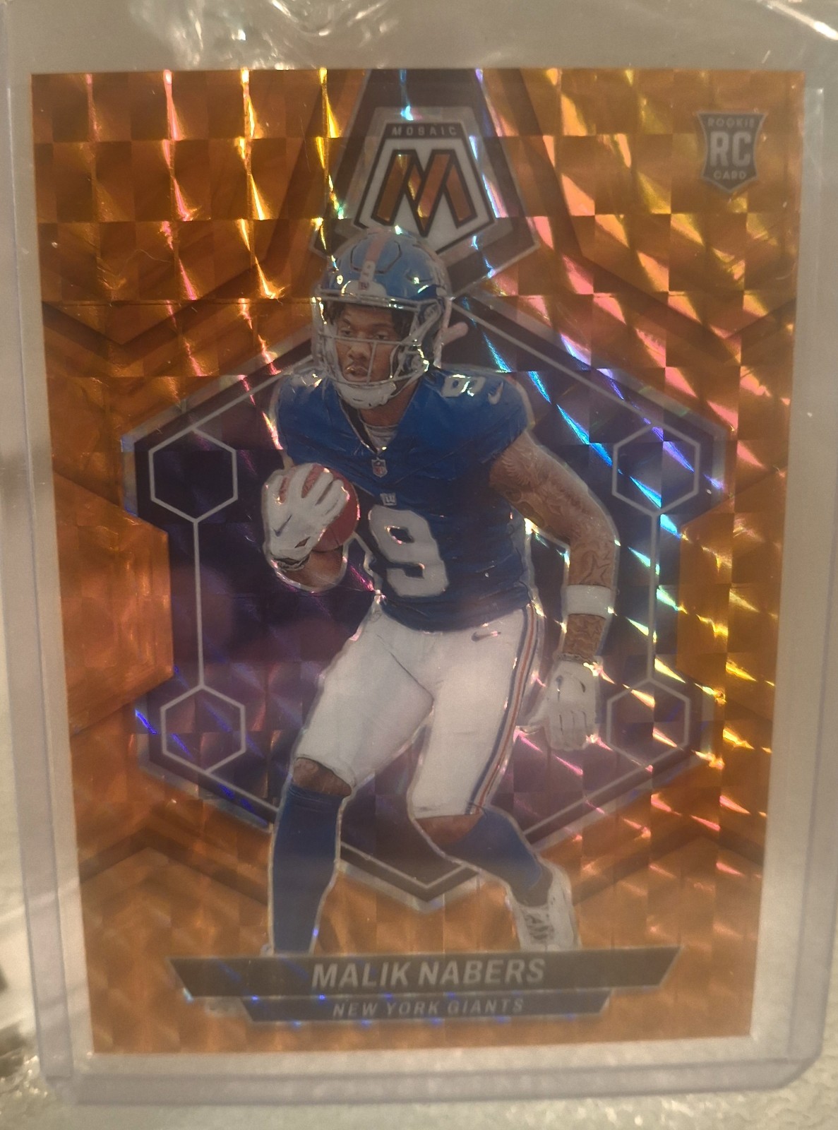 Malik Nabers 2024 Panini Mosaic #306 Orange Mosaic Prizm Rookie RC /199! Giants