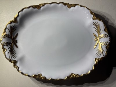 Antique Hutschenreuther Selb Bavaria Cabinet Plate Raised Gold Porcelain 1920s