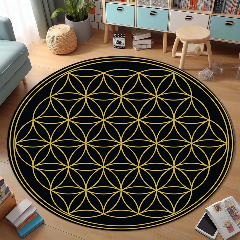 Flower of Life Rug, Sacred Geometry Rug, Mystical Home Decor, Spiritual Room Dec - Image 2 of 4