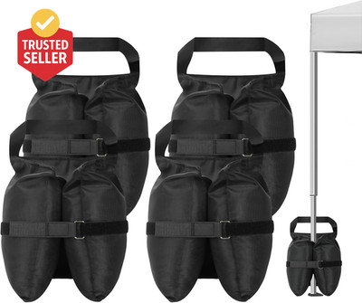 Heavy Duty 420D Oxford Canopy Tent Sand Bags (Set of 4, 140Lbs), Three-Compartme