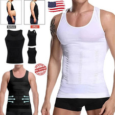 Mens Slimming Body Shaper Belly Chest Compression Vest Girdle T-Shirt Tank Top