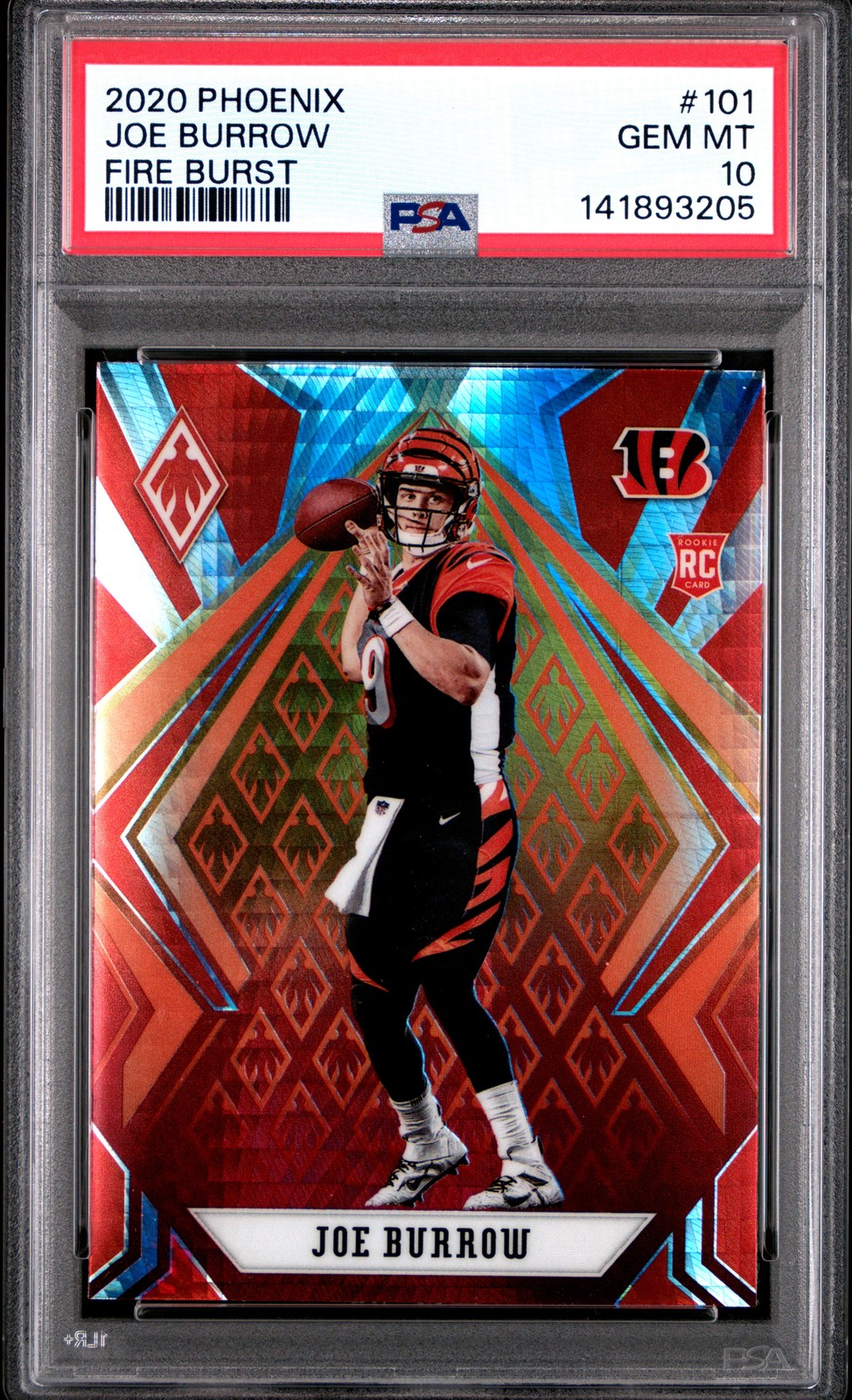 2020 Panini Phoenix #101 Joe Burrow Fire Burst PSA 10 view 1