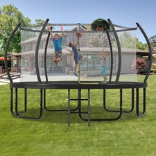 12ft 14ft 16ft Outdoor Round Trampoline with Basketball Hoop for Kids  Adult