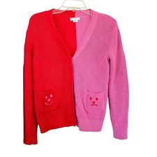 Stella McCartney Kids Cosmic Cardigan Girls Red Pink Designer Rib Knit Size 12