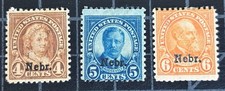 US Stamps - SC# 673 - 675 - MOG HR - 4 -6 Cent Nebraska Overprint - SCV $67.50
