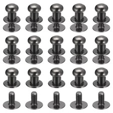 15Pack 6mm Ball Head Stud Rivets Screw Back Round Head Button Metallic Black