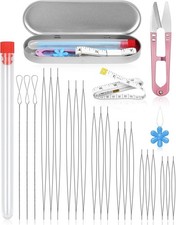 21 Pieces Beading Needles Set, 6 Sizes Seed Beads Needles Big Eye, Collapsible B