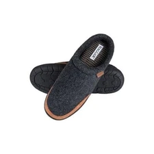 HAGGAR Men's Microsuede Trim Bumper Felt Clogs Slippers Charcoal Medium 8-9