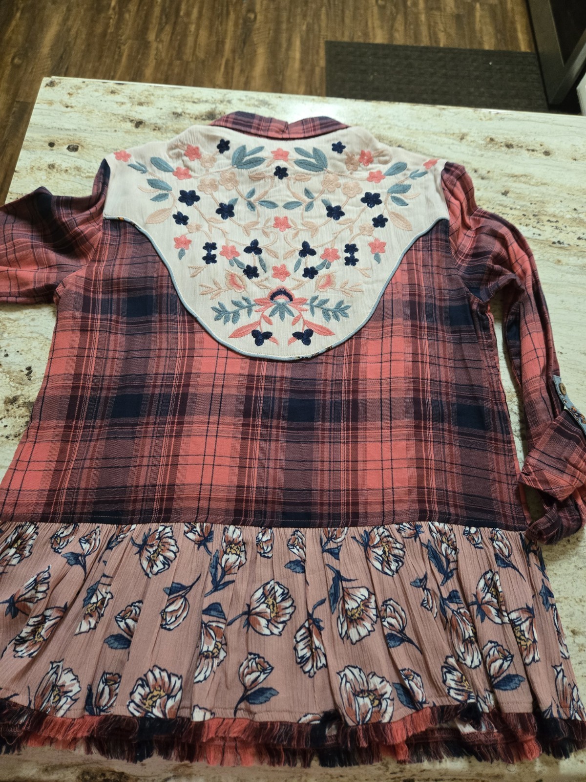 John Mark Embroidered Multi Pattern Blouse With F… - image 3