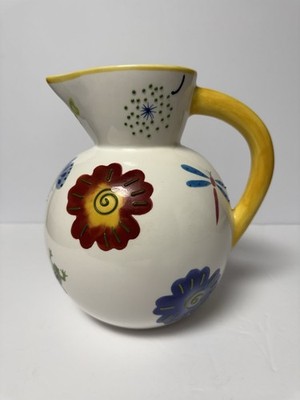 Vintage Biko China Floral Jug With Dragonflies And Butterflies