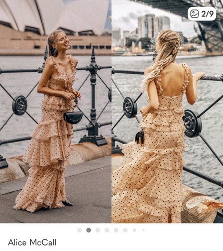 $790 NEW Romantic ALICE MCCALL Yoko Polka Dot Tulle Maxi Dress Beige  4 - Picture 3 of 22