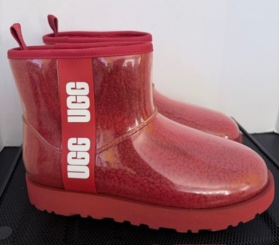 UGG Womens Classic Clear Mini II Boots Size 8 Samba Red Waterproof Cozy Fashion
