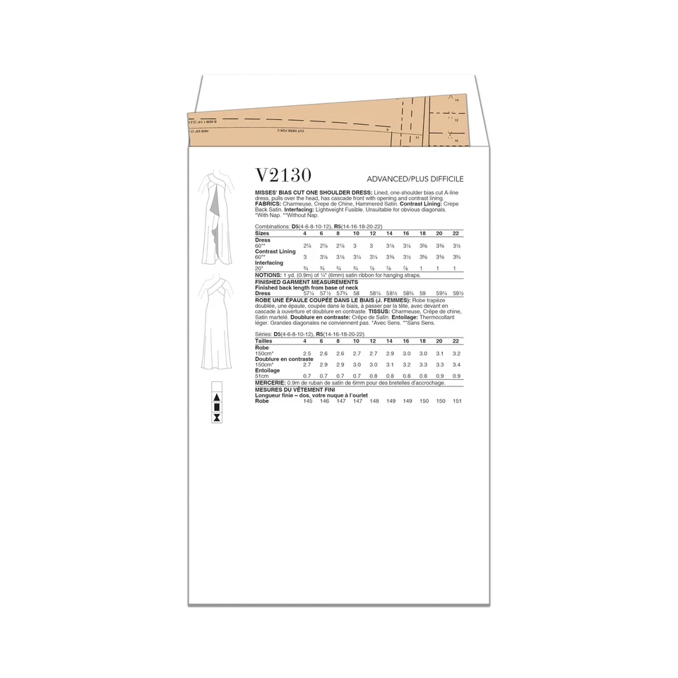 Vogue V2130D5 Misses' One Shoulder Dress Sewing Pattern Packet by Tom and Lin... - Image 2 of 4