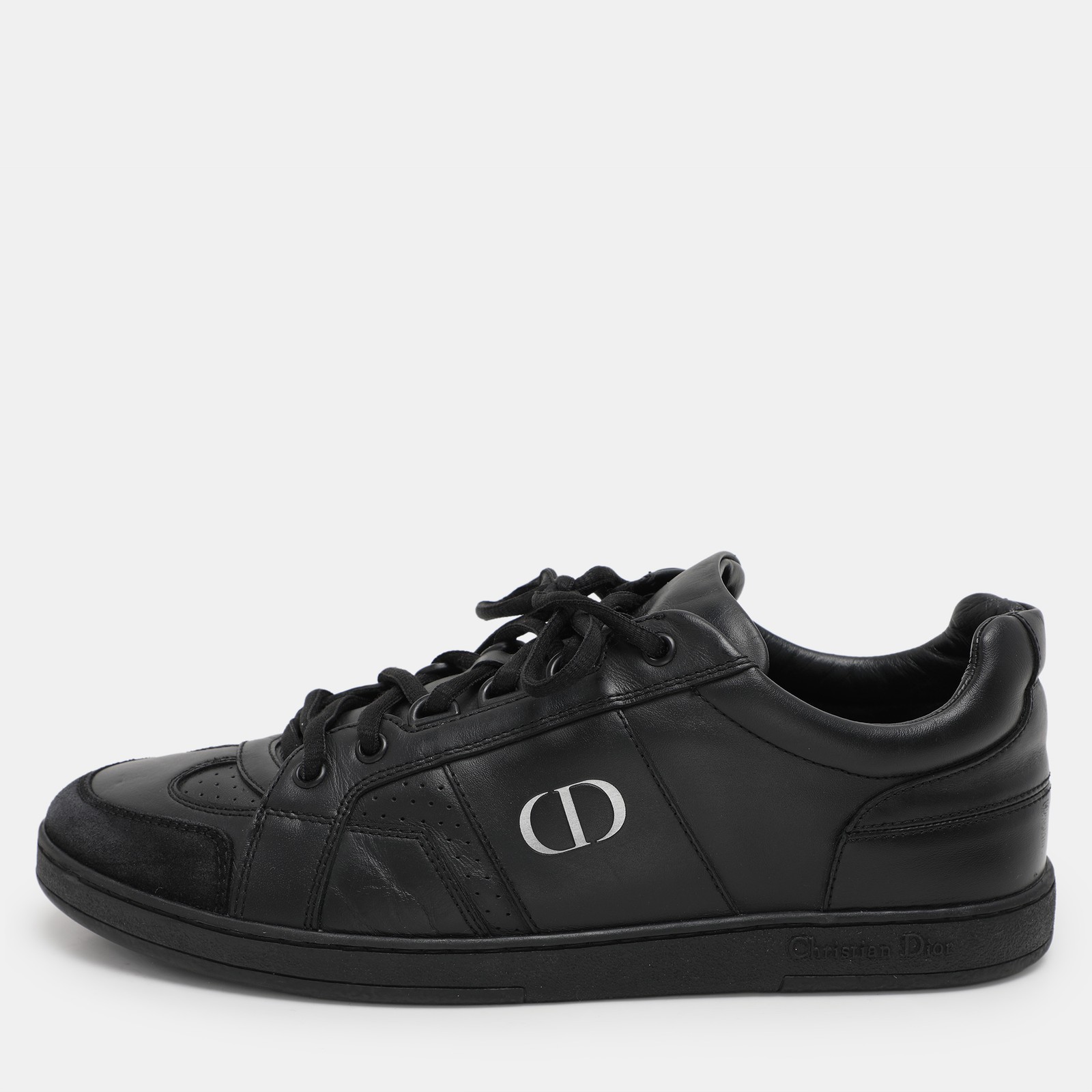 Dior Black Leather CD Logo Low Top Sneakers Size 39 EU