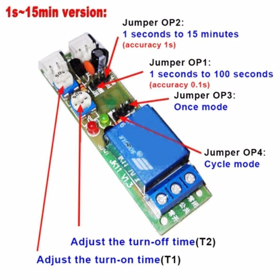 DC 12V Zeitrelais Timing Timer Delay Relay ON OFF Module 15 min DE - Bild 3 von 4