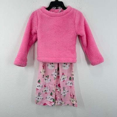 Munki Munki Girls Pink Christmas Holiday Kitty Pajamas Set Size 2 Nordstrom NWT