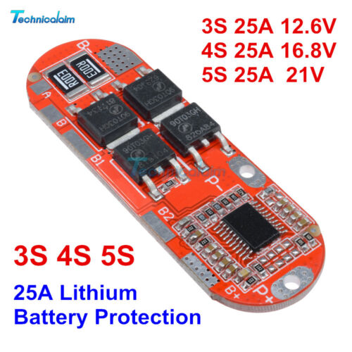 3S 4S 5S 25A 18650 Li-ion Lithium Battery Protection BMS Circuit Charging Board - Afbeelding 1 van 20