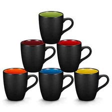 6 Pack Porcelain Coffee Mugs Set 12 Ounces Ceramic Coffee Mugs Matte Black Coffe
