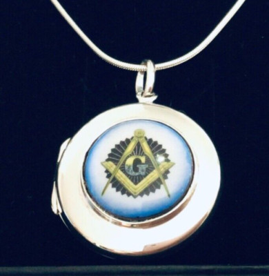 Sterling Silber Freimaurer Masonic G Kompass Quadrat Anhänger Medaillon Pillendose