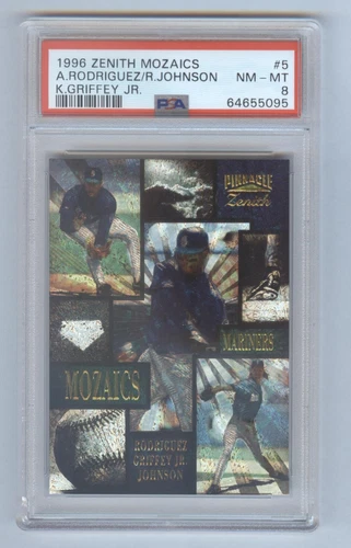 1996 ZENITH MOZAICS KEN GRIFFEY JR. ALEX RODRIGUEZ RANDY JOHNSON PSA 8 NM-MT HOF