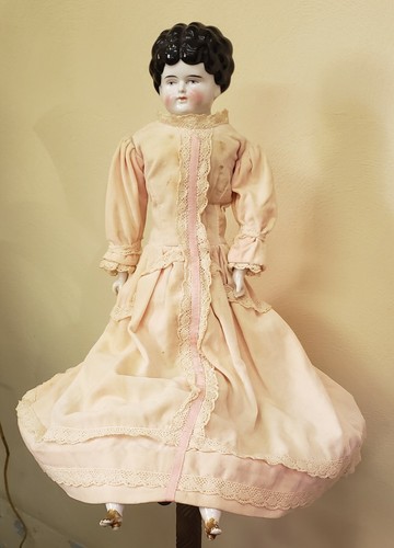 1880's German 22" Porcelain Lady/ Girl Character Doll black hair Beautiful straw - Picture 12 of 12