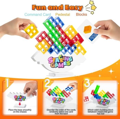 48PCS Tetra Tower Balance Stacking Blocks Puzzle Assembly Bricks Xmas Kids Gifts - Picture 2 of 7