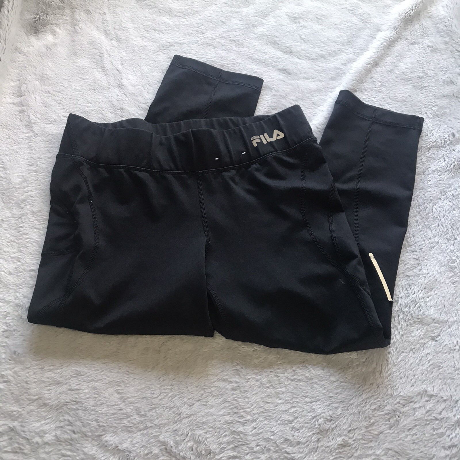 Leggings donna FILA taglia XS corti cropped neri allenamento atletico yoga Capris