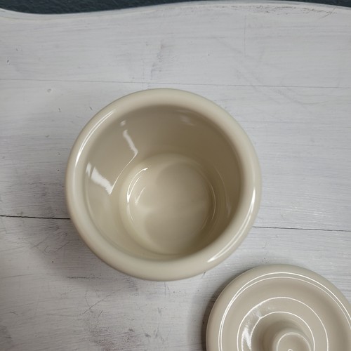 Longaberger Ivory Woven Pottery Condiment Jam Jelly Crock w/ lid B - Picture 5 of 5