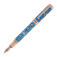 Conklin Endura Deco Crest Fountain Pen in Demo Blue with Rosegold Trim - Fine