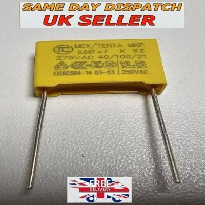 TENTA 275Vac 0.047uF X2 Safety Capacitor 47n 473K 40/100/21 Pitch 15mm-Mains filtering