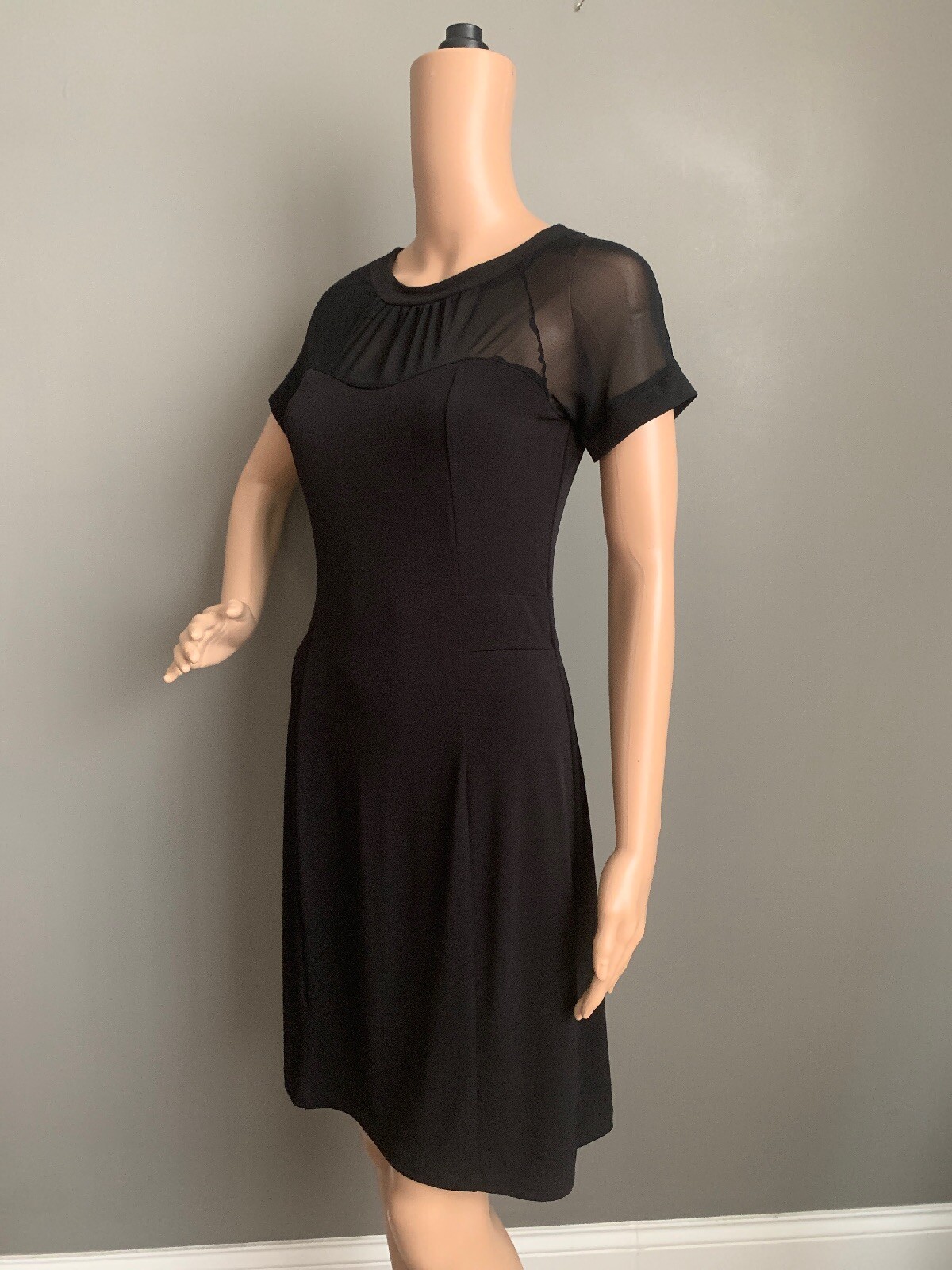 Candalite Petite Black Illusion Dress Short Sleeve 5%… - Gem