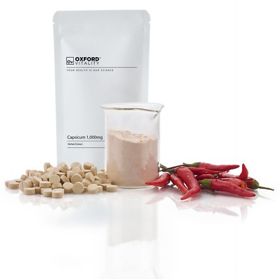 Capsicum Tabletten, maximale Stärke 1000mg Nahrungsergänzung, Chilischotenextrakt, vegan