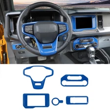 For Ford Bronco 2021+ Interior Steering Navigation Headlight Trim Cover Blue 5pc