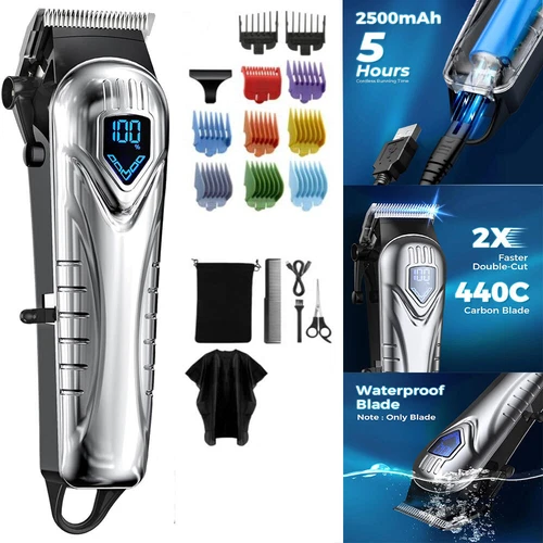 Mens Hair Clipper Trimmer Professional Hair Cutter Kits Cordless Barber Cutting - Picture 1 of 12
